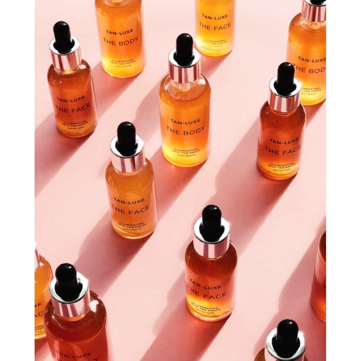 Tan-Luxe The Face Self-Tan Drops Medium / Dark savaiminio įdegio lašai veido odai, 30 ml