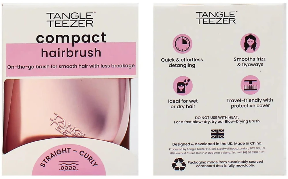 Tangle Teezer The Compact Styler Plaukų šepetys Rožinė Matte Chrome šepetys