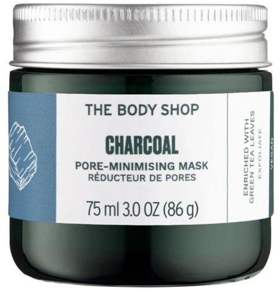The Body Shop Charcoal Pore-Minimising Mask poras mažinanti anglies veido kaukė, 75 ml