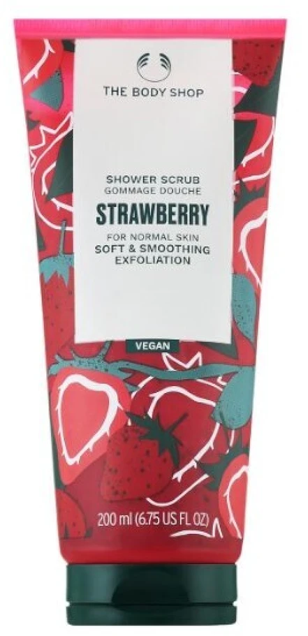 "The Body Shop" Išlyginamasis dušo šveitiklis "Strawberry" (dušo šveitiklis) 200 ml