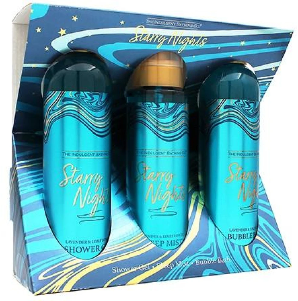 The Indulgent Bathing Co. Starry Nights gift set dušo želė 240 ml + bath foam 240 ml + sleep mist, 200 ml