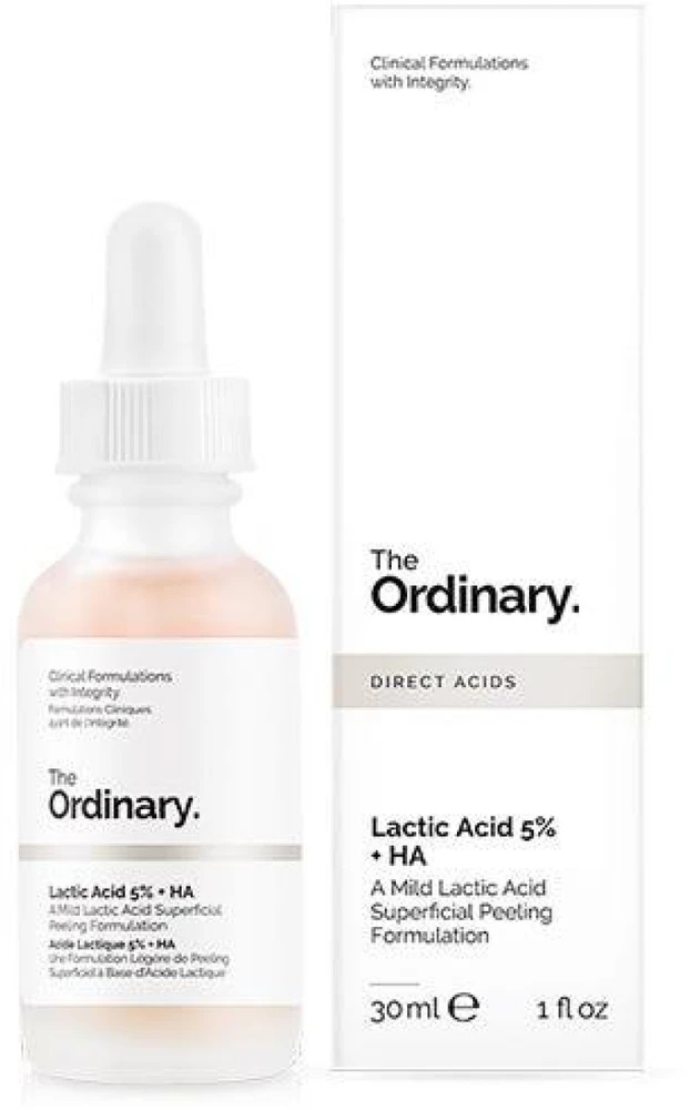 The Ordinary Lactic Acid 5% + HA 2% šveičiamoji priemonė veidui, 30 ml