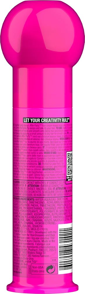 TIGI Bed Head After Party Smoothing Kreminis glotninamasis kremas plaukų blizgesiui ir švelnumui užtikrinti, 100 ml