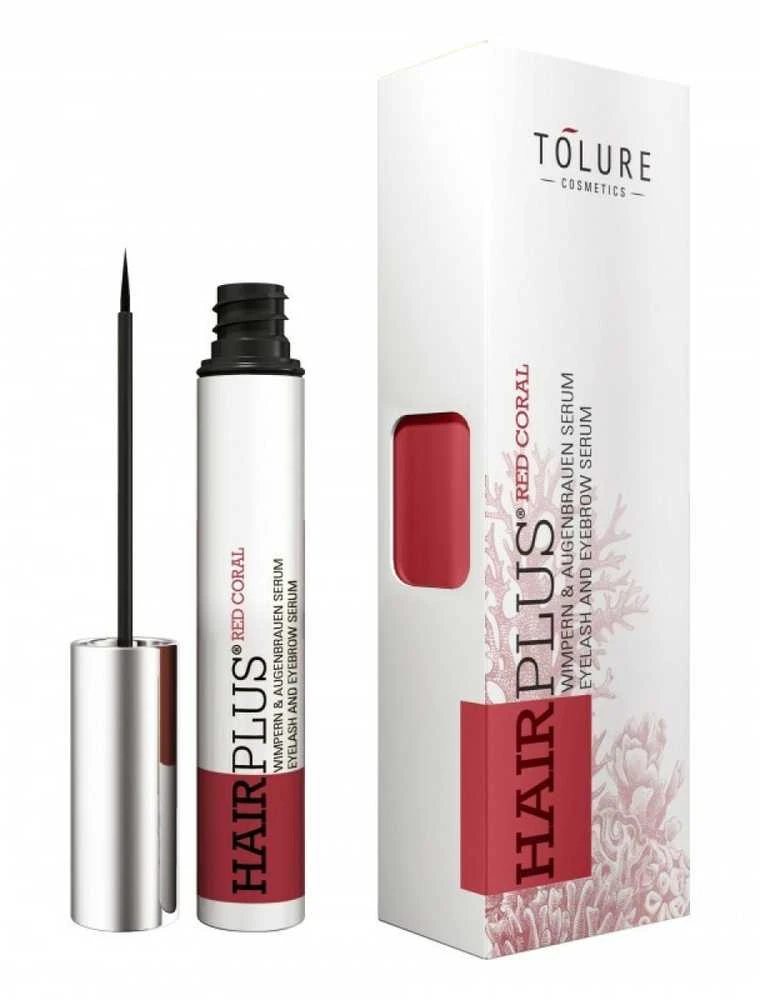 Tolure Cosmetics Veganiškas serumas blakstienoms ir antakiams Hair plus Raudona Coral 3 ml