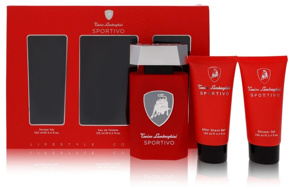 Rinkinys Tonino Lamborghini Sportivo Tualetinis vanduo 125ml Purškiamasis gelis 100ml Balzamas po skutimosi 100ml