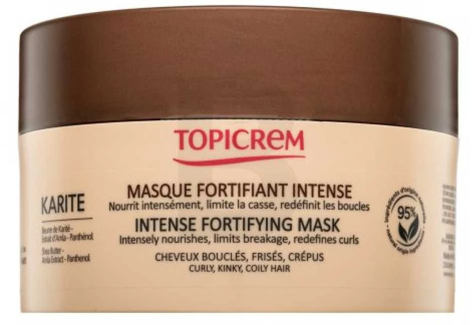 Topicrem Karité Intense Fortifying Mask stiprinamoji plaukų kaukė garbanotiems plaukams, 250 ml