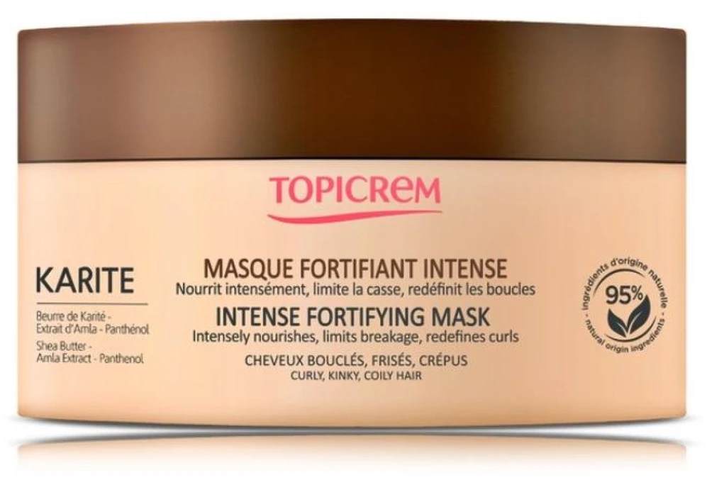 Topicrem Karité Intense Fortifying Mask stiprinamoji plaukų kaukė garbanotiems plaukams, 250 ml