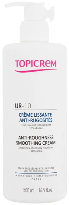 Topicrem UR-10 Anti-Roughness Smoothing Cream, kūno kremas itin sausai odai,  500 ml