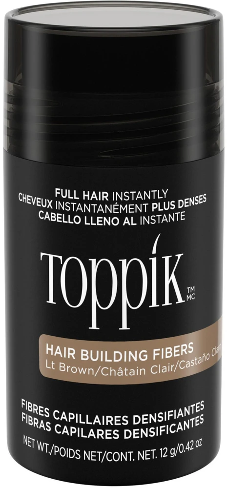 Toppik Hair Building Fibers atspalvį suteikianti priemonė plaukams, atspalvis: šviesiai rudas, 12 g
