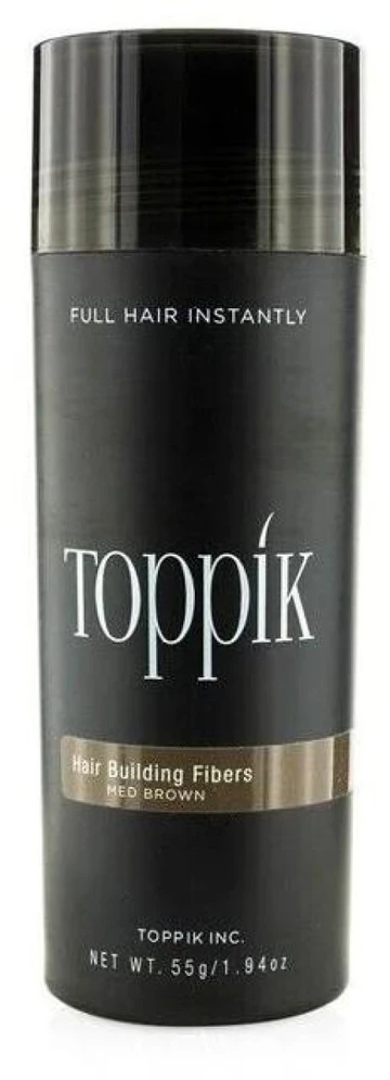 Toppik Hair Building Fibers atspalvį suteikianti priemonė plaukams, spalva: Medium Brown, 55 g
