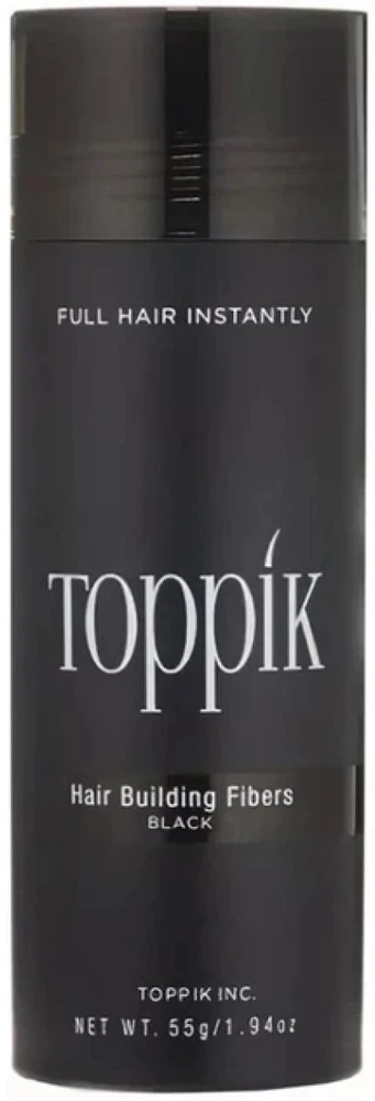 Toppik Hair Building Fibers atspalvį suteikianti priemonė plaukams, atspalvis: Juodas, 55 g