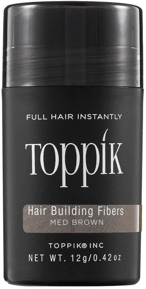 Toppik Hair Building Fibers atspalvį suteikianti priemonė plaukams, atspalvis: Medium Brown, 12 g