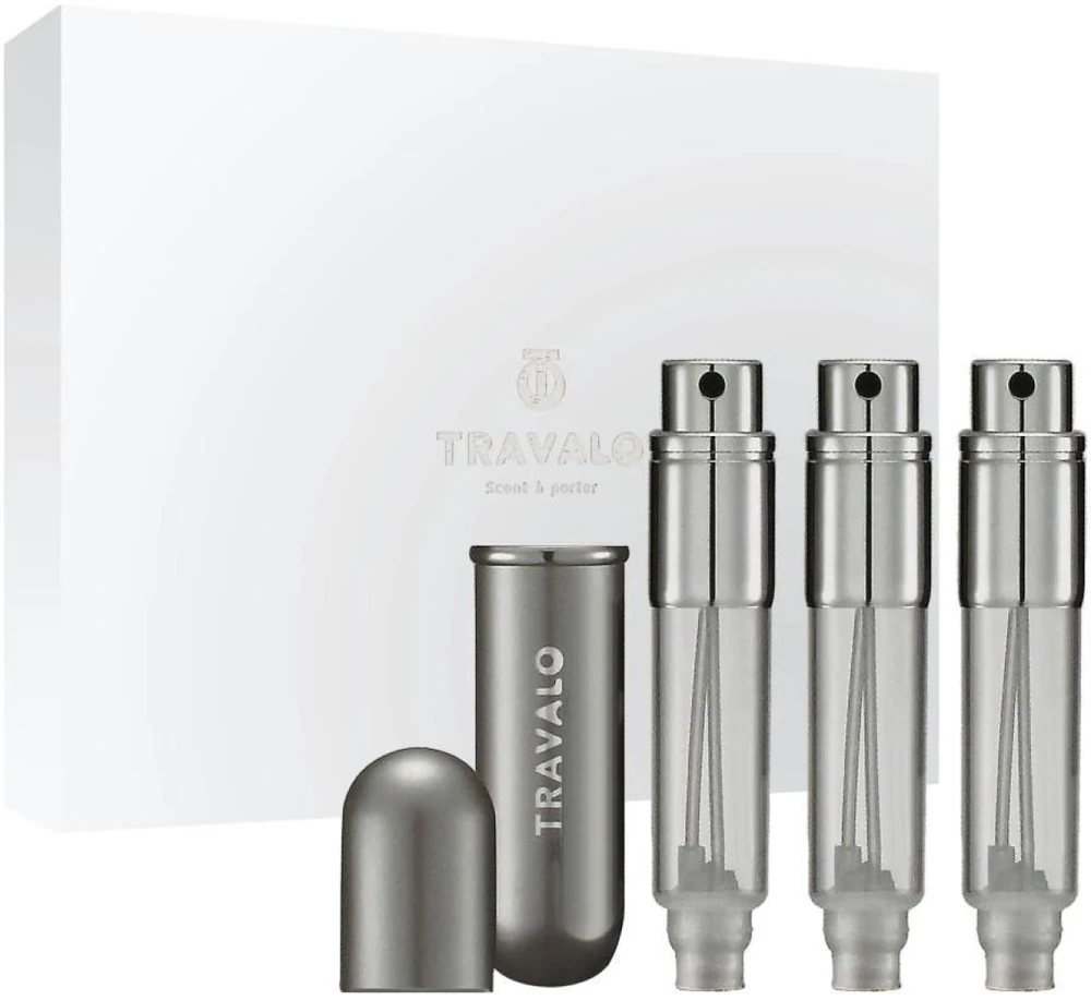 Travalo Classic Titanium Set pildomų kvepalų buteliukų (atomaizerių) rinkinys, 3 x 5 ml