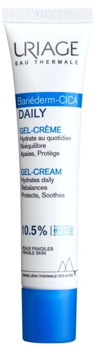 Uriage Bariéderm CICA Daily Gel-Kreminis drėkinamasis veido kremas pažeistai odai, 40 ml