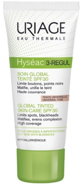 URIAGE veido kremas su atspalviu HYSEAC 3-REGUL GLOBAL, SPF 30, 40 ml