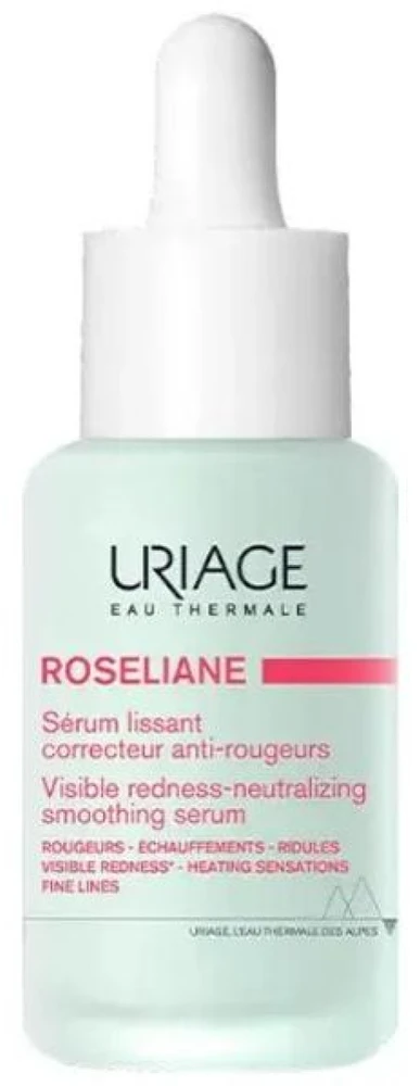 Uriage Roséliane Visible Redness-Neutralizing Smoothing Serum raminantis serumas jautriai / raustančiai veido odai, 30 ml