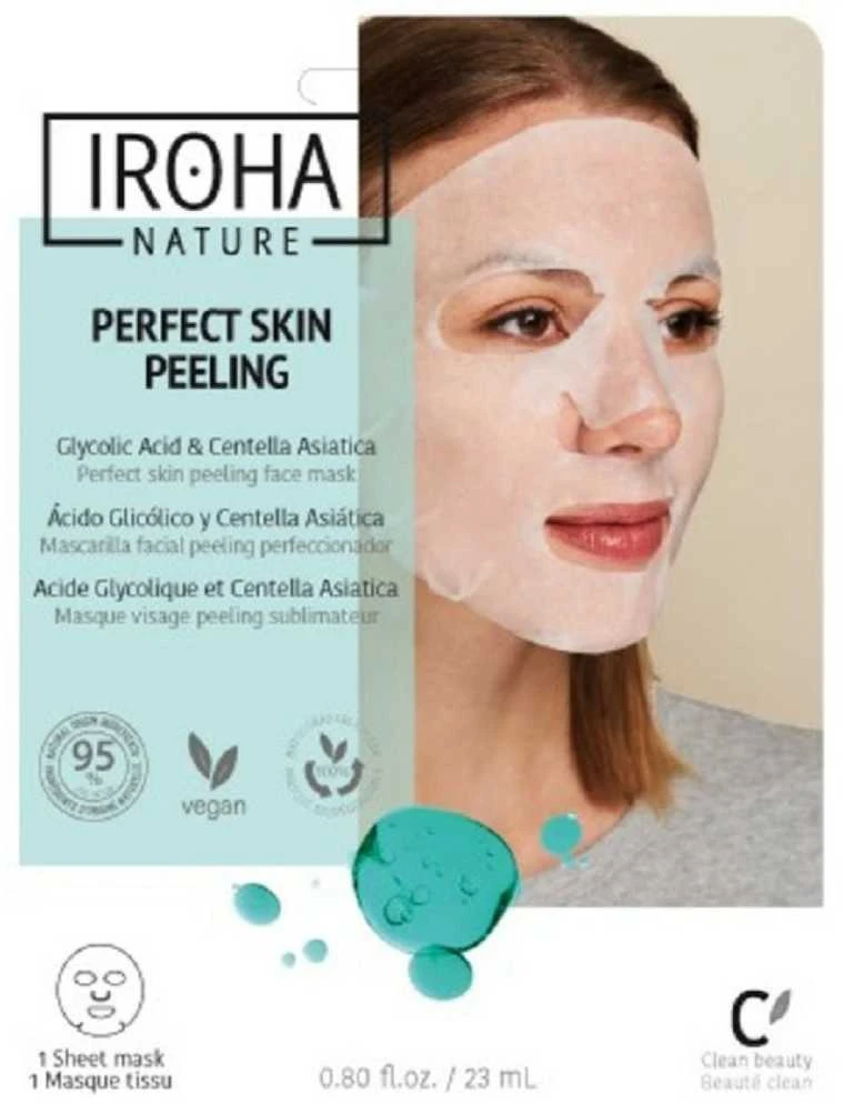 Veido kaukė Iroha Tissue Face Mask With Glycolic Acid & Centella, su glikolio rūgštimi ir Azijine centele, 23 ml