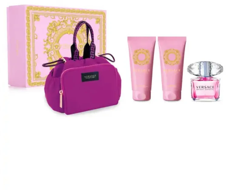 Kvepalų rinkinys moterims Versace Bright Crystal (EDT, 90 ml + kūno losjonas, 100 ml + dušo želė, 100 ml + kosmetinė)