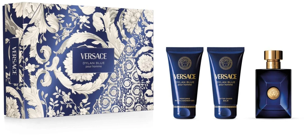 Versace Dylan Mėlyna Pour Homme Giftset rinkinys vyrams (EDT, 50 ml + dušo želė, 50 ml + balzamas po skutimosi, 50 ml)