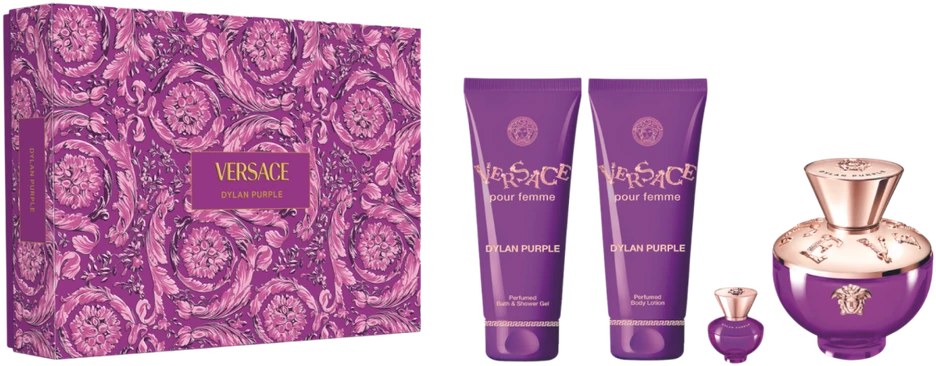 Kvepalų rinkinys moterims Versace Dylan Purple 2024 (EDP, 100 ml + EDP, 5 ml + dušo želė, 100 ml + kūno losjonas, 100 ml)