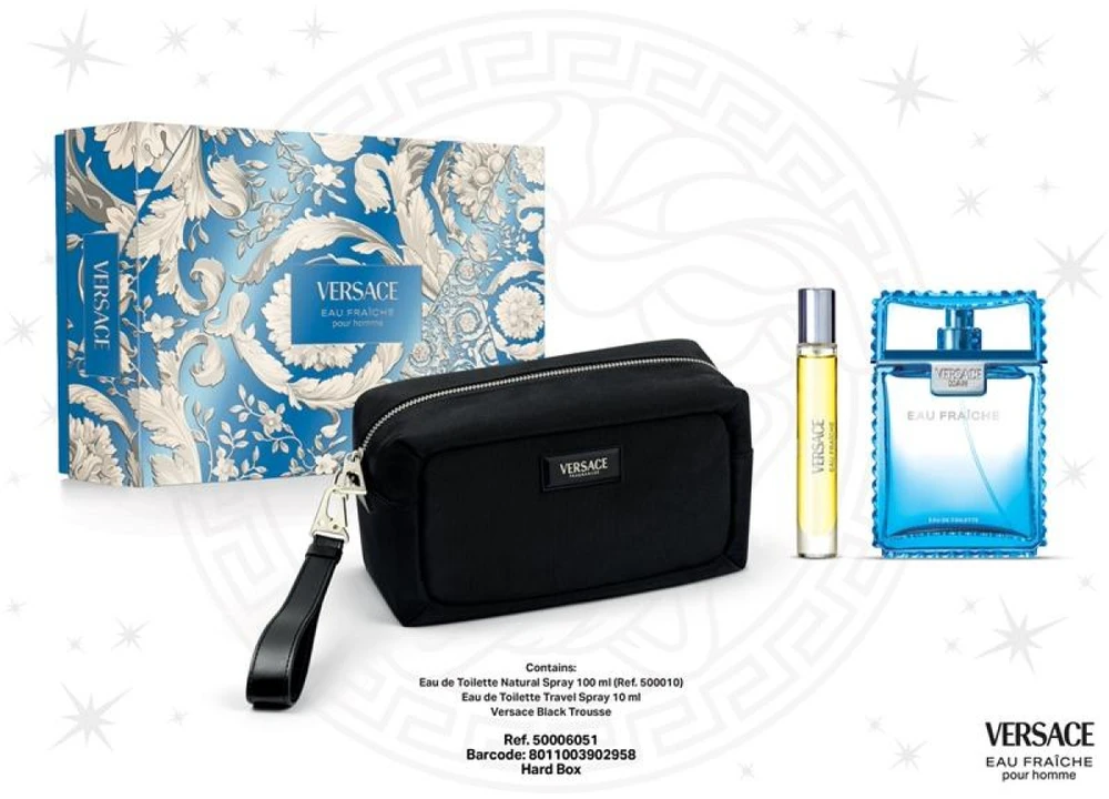 Versace Eau Fraiche Giftset kvepalų rinkinys vyrams (EDT, 100 ml + EDT, 10 ml + kosmetinė)