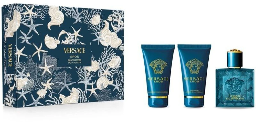 Kvepalų rinkinys vyrams Versace Eros Pour Homme, (EDT, 50 ml + dušo želė, 50 ml + balzamas po skutimosi, 50 ml)