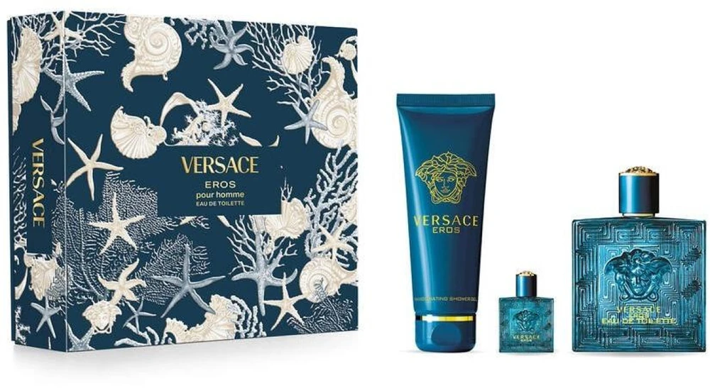 Kvepalų rinkinys vyrams Versace Eros (EDT, 100 ml + dušo želė, 150 ml + EDT, 5 ml)