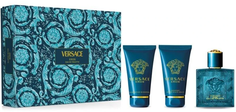 Kvepalų rinkinys vyrams Versace Eros (EDT 50 ml, dušo želė 50 ml, balzamas po skutimosi 50 ml)