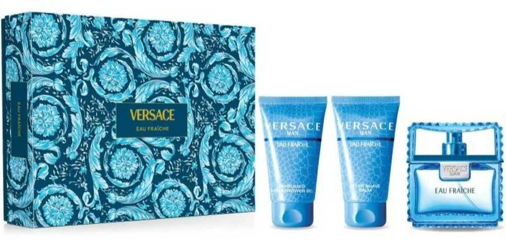 Versace Man Eau Fraiche rinkinys vyrams (EDT, 50 ml + dušo želė, 50 ml+ balzamas po skutimosi, 50 ml)