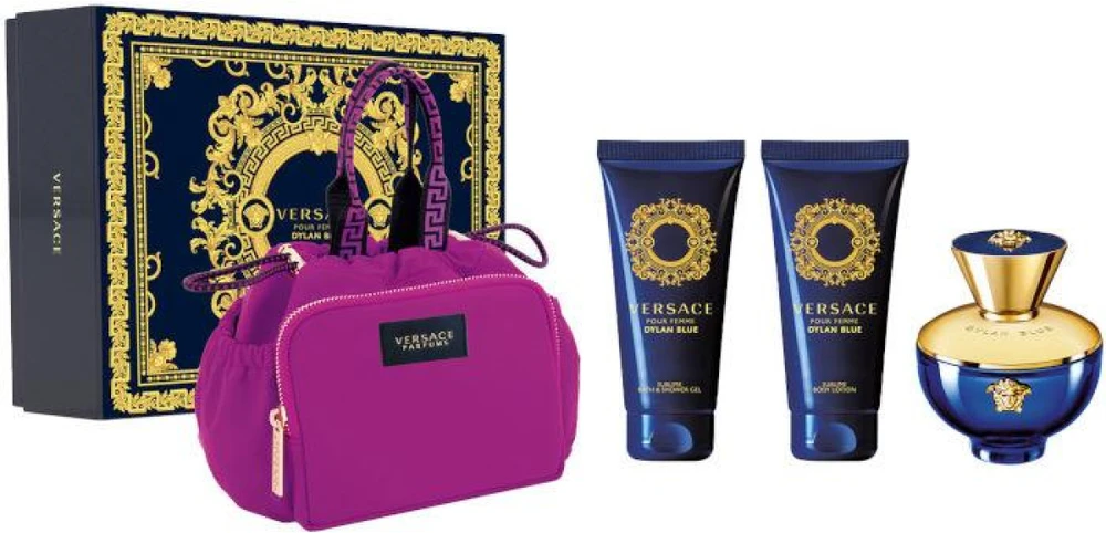 Kvepalų rinkinys moterims Versace Dylan Blue Pour Femme (EDP, 100 ml + kūno losjonas, 100 ml + dušo želė, 100 ml + kosmetinė)