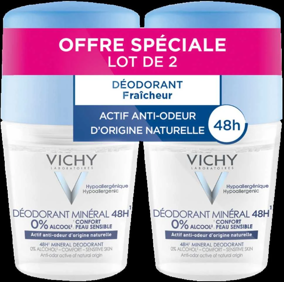 "Vichy" mineralinio dezodoranto rutuliukų rinkinys (mineralinis dezodorantas) 2 x 50 ml