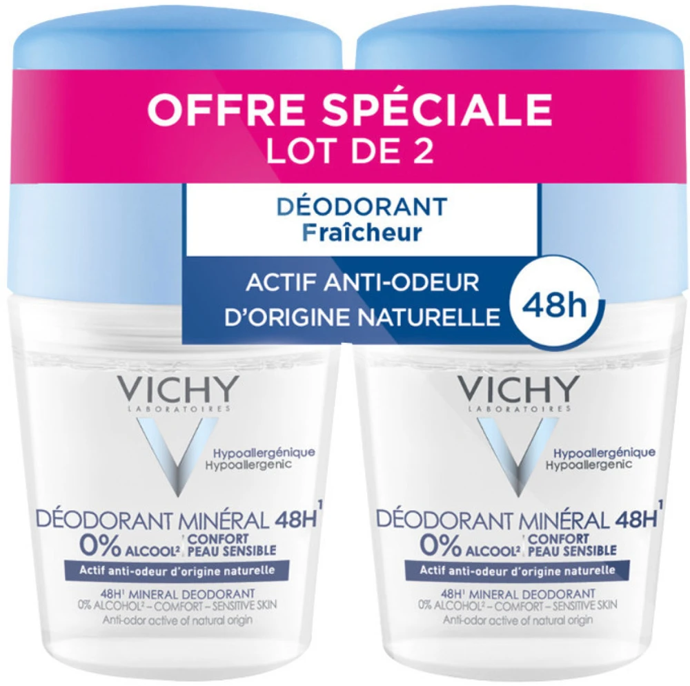 "Vichy" mineralinio dezodoranto rutuliukų rinkinys (mineralinis dezodorantas) 2 x 50 ml
