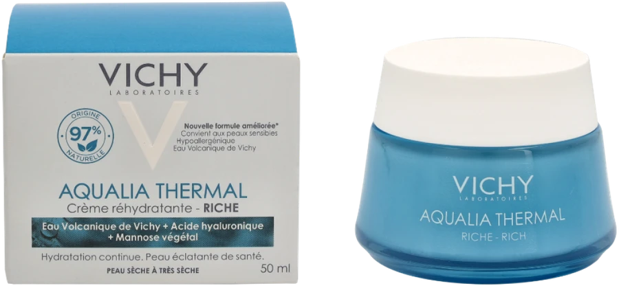 Vichy Aqualia Thermal Rich 48H Hydration drėkinamasis veido kremas sausai odai, 50 ml