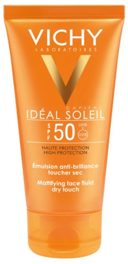 Vichy Ideal Soleil Mattifying Face Fluid Dry Touch Spf50 apsauginis saulės kremas veidui 50ml