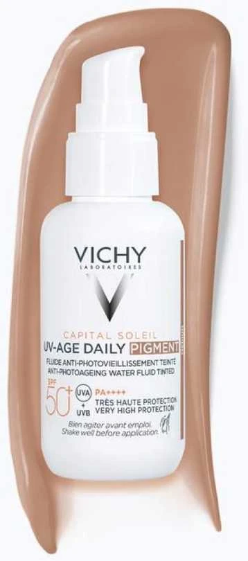 Vichy Capital Soleil UV-Age Daily Vanduo Fluid Medium SPF 50+ apsauginis veido fluidas su atspalviu, 40 ml