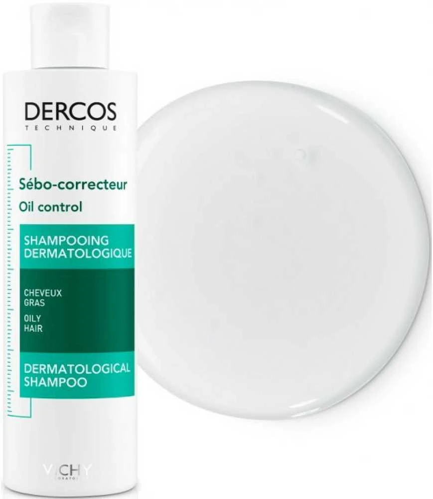 Vichy Dercos Oil Control Treatment Šampūnas šampūnas riebiems plaukams, 200 ml