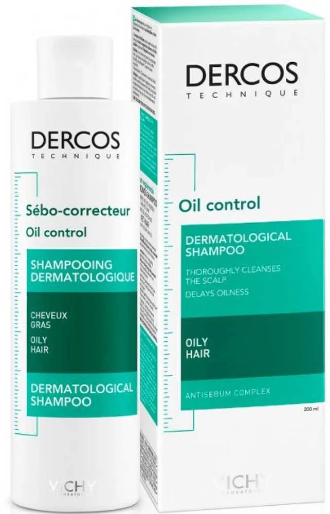 Vichy Dercos Oil Control Treatment Šampūnas šampūnas riebiems plaukams, 200 ml