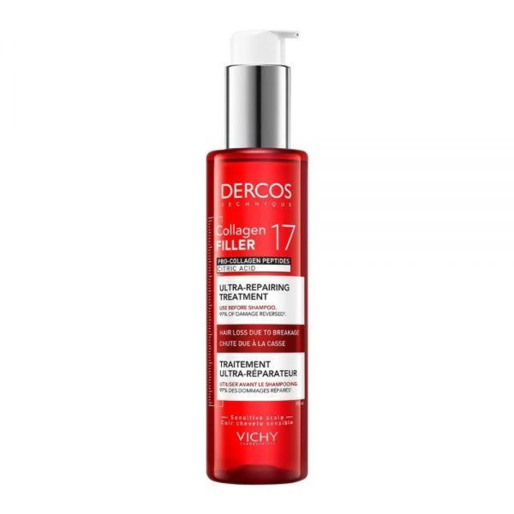 Vichy Dercos Ultra-Repairing Treatment Collagen 17 Filler intensyvaus poveikio koncentratas galvos odai , 150 ml