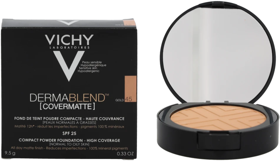 Vichy Dermablend Covermatte kompaktinė pudra SPF25 #45 Gold, 9,5 g