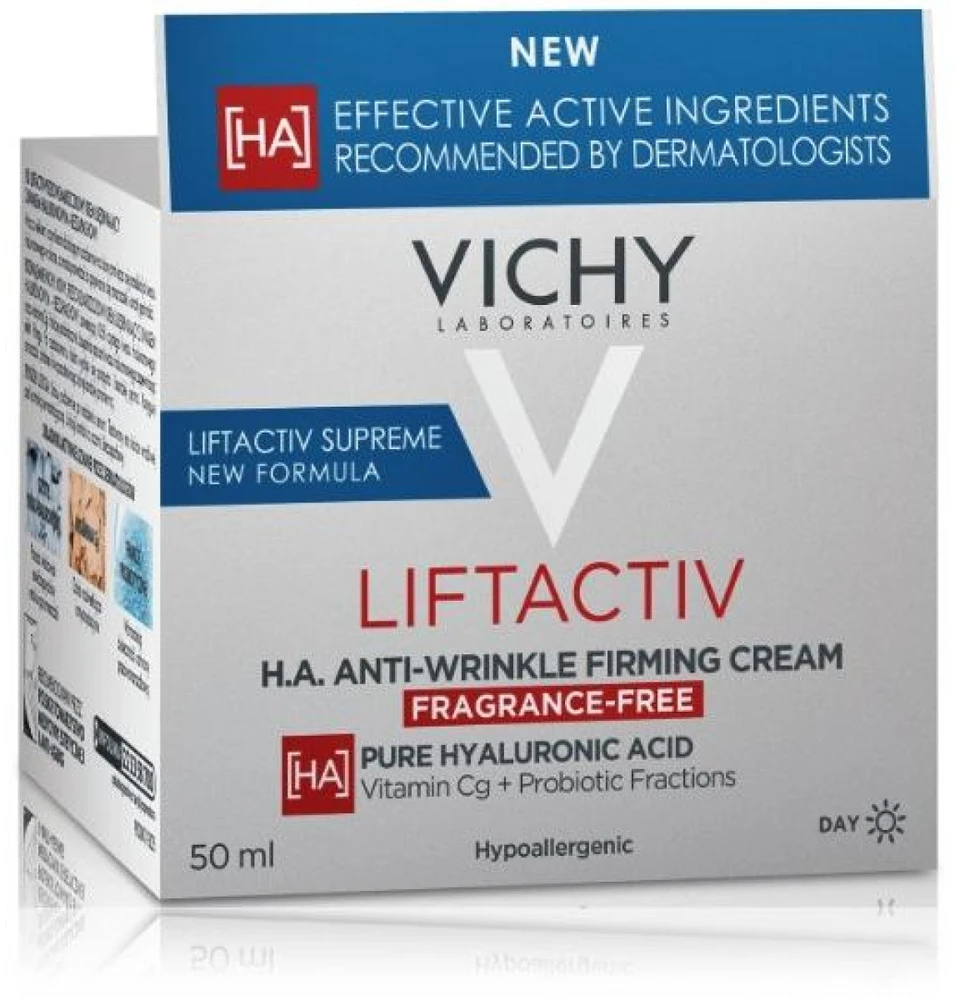 Vichy Liftactiv H.A. Anti-Wrinkle Firming Kremas dieninis kremas nuo raukšlių visiems odos tipams be kvapiklių, 50 ml