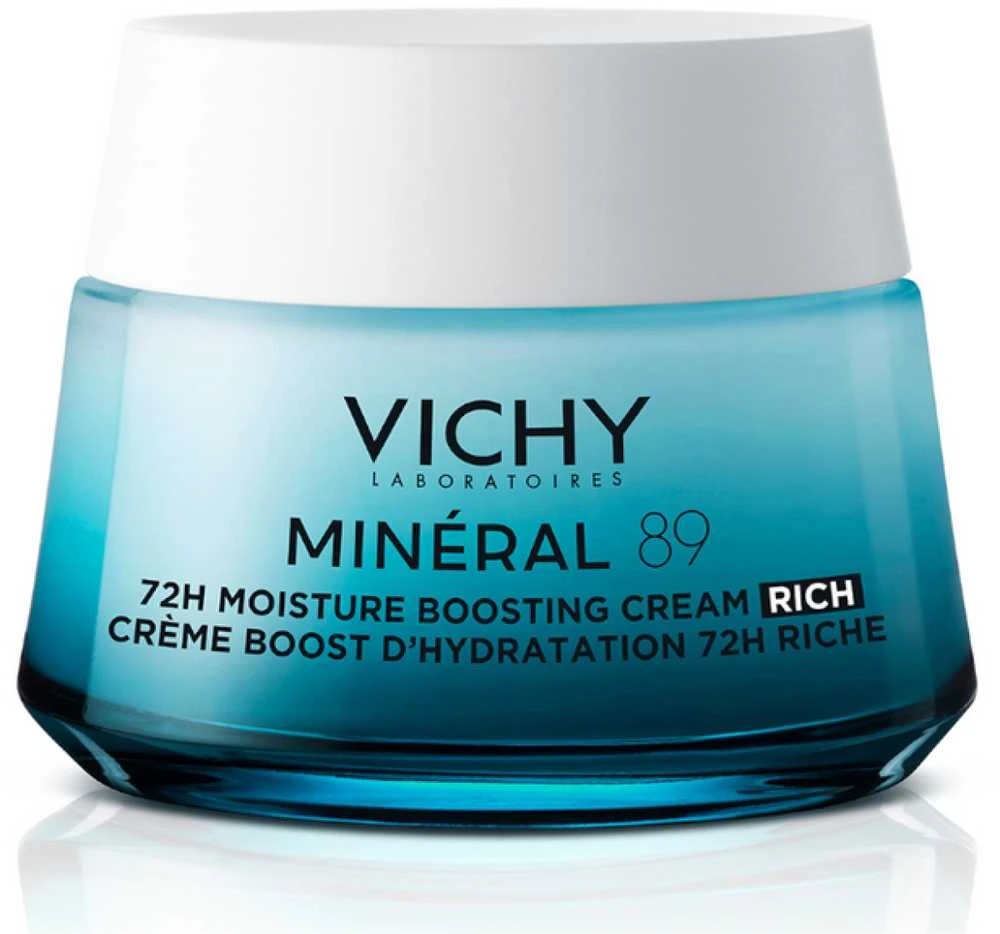 Vichy Mineral 89 Rich Kreminis drėkinantis kremas sausai ir jautriai veido odai, 50 ml
