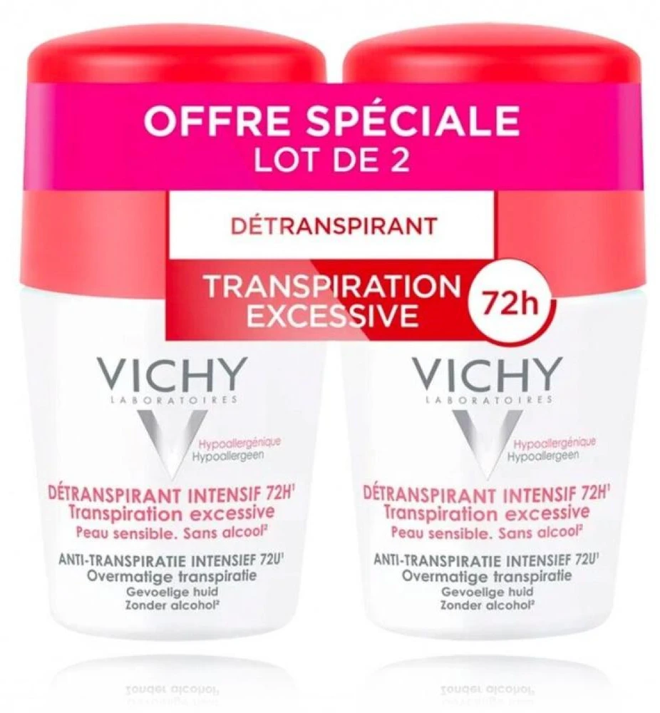 "Vichy" Kamuoliukų antiperspirantų rinkinys nuo gausaus prakaitavimo (Stress Resist 72H) 2 x 50 ml