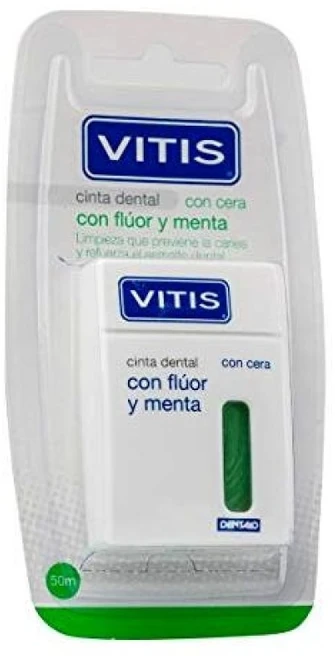 Vitis Cinta Dental Fluor & Menta tarpdančių siūlas, 1 vnt.