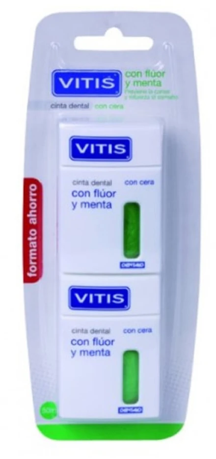 "Vitis" dantų juosta su fluoru ir mėtomis 2x50 m