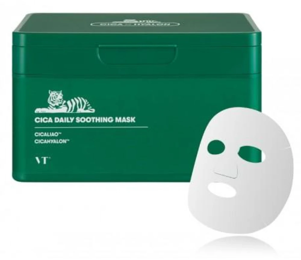VT Cosmetics Cica Daily Soothing Mask raminamųjų lakštinių veido kaukių rinkinys, 30 vnt.