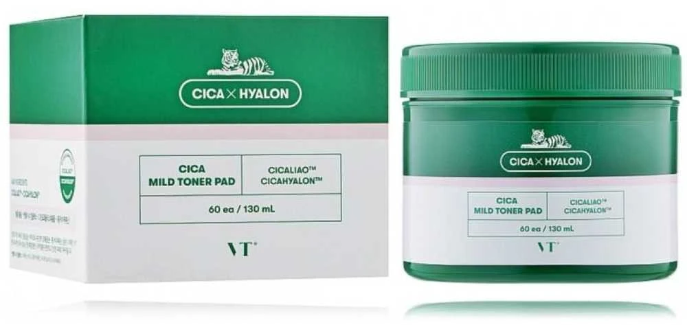 VT Cosmetics Cica Mild Toner Pad Raminantys toniko padeliai veidui, 60 vnt