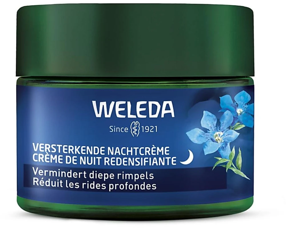 Weleda Mėlyna Gentian & Edelweiss Strengthening Night Kreminis drėkinantis naktinis veido kremas, 40 ml