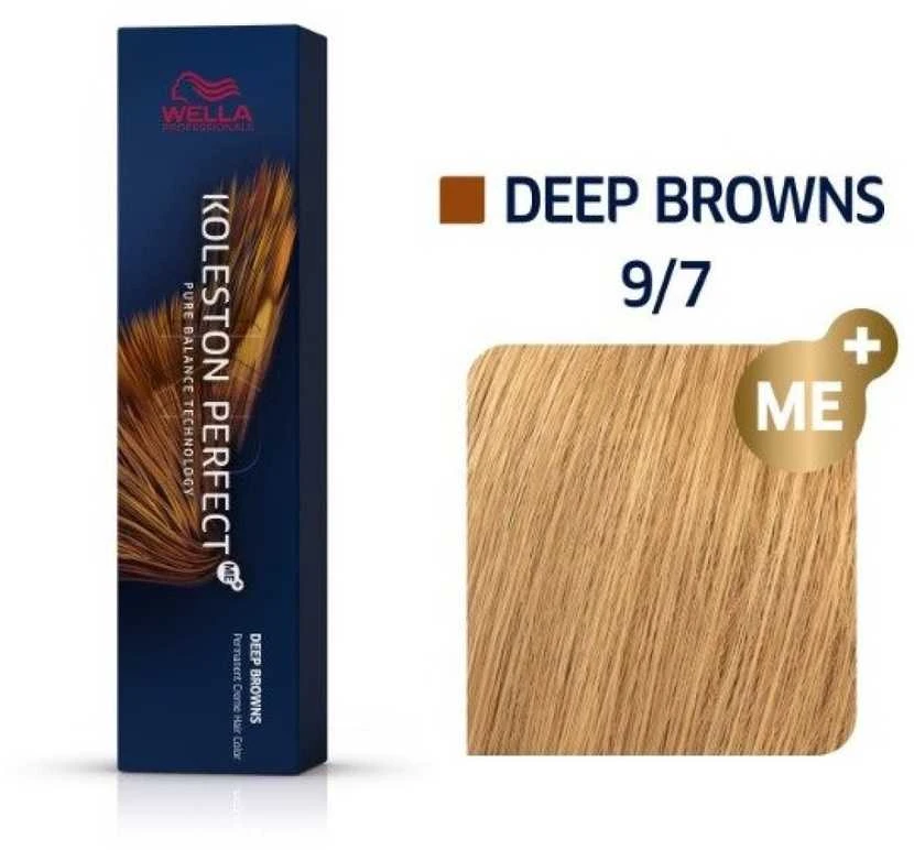 Wella Professionals Koleston Perfect Me+ ilgalaikiai plaukų dažai 9/7 ryškiai blondinė kaštoninė, 60 ml