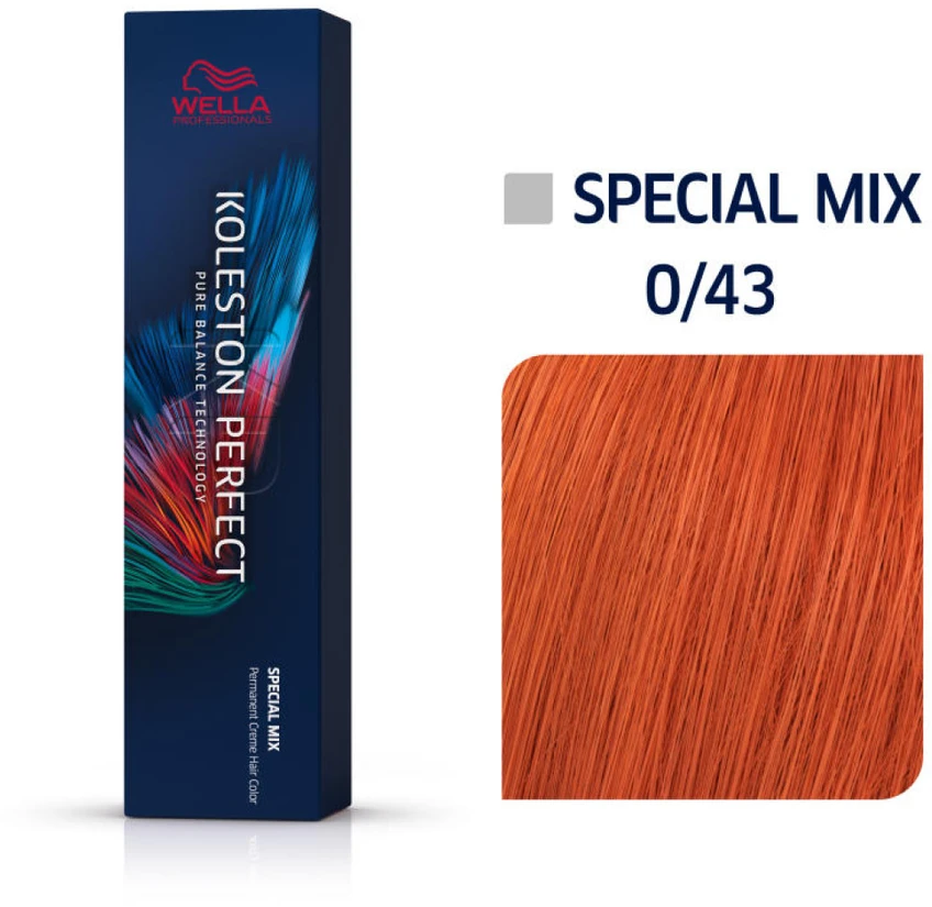 Wella Professionals Koleston Perfect Special Mix ilgalaikiai plaukų dažai 0/43 Auksinė Raudona, 60 ml