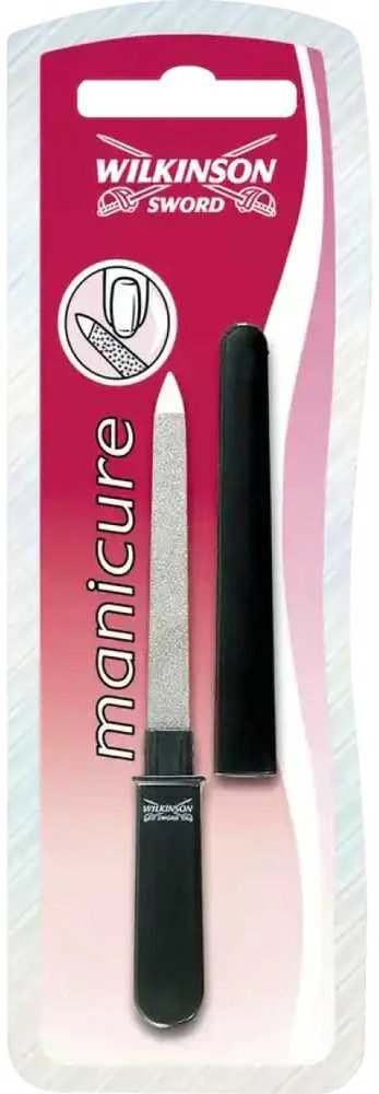Wilkinson Sword Chromu dengta nerūdijančio plieno dildė su dėklu (Manicure Pocket Sapphire Nail File)